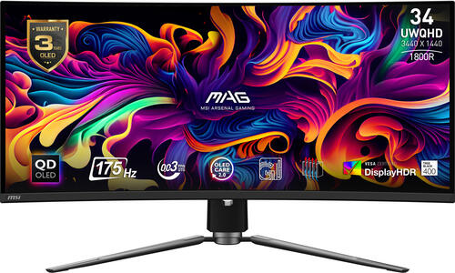 MSI MAG 341CQPDE QD-OLED Computerbildschirm 86,4 cm (34) 3440 x 1440 Pixel UltraWide Quad HD QDOLED Schwarz