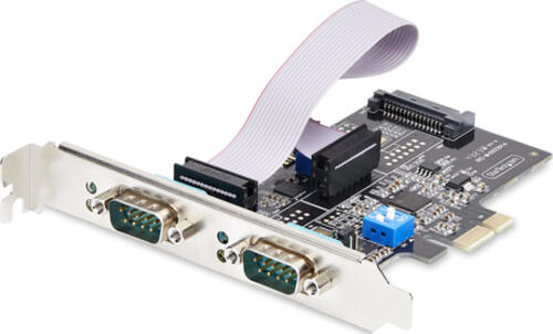 StarTech.com 2-Port Serielle PCIe Karte, Quad-Port PCI Express zu RS232/RS422/RS485 DB9 Serielle Karte, Standard/Niedrigrofil Halterungen, 16C1050 UART, Windows/Linux, TAA-Konform - Level-4 ESD-Schutz