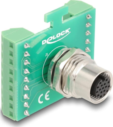 DeLOCK M12 Übergabemodul Adapter 17 Pin A-kodiert Buchse zu 18 Pin Terminalblock zum Einbau