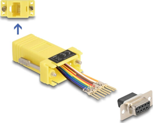 DeLOCK D-Sub 9 Pin Buchse zu RJ45 Buchse Montagesatz gelb