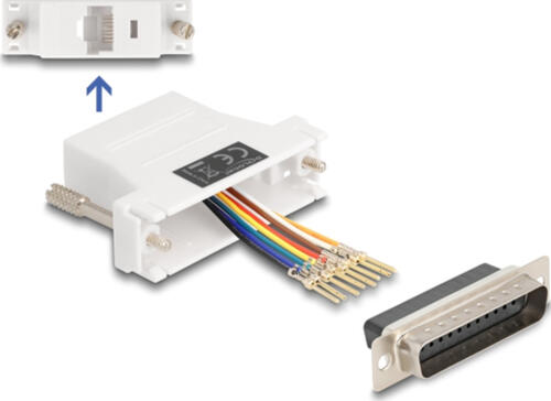 DeLOCK D-Sub 15 Pin Stecker zu RJ45 Buchse Montagesatz weiß