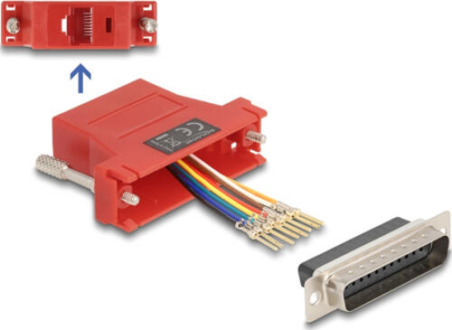 DeLOCK D-Sub 15 Pin Stecker zu RJ45 Buchse Montagesatz rot