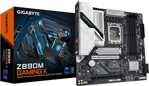 GIGABYTE Z890M GAMING X Mainboard - Unterstützt Intel Core Ultra (Serie 2) CPUs, 8+1+2 Phasen VRM, bis zu 8800MHz DDR5 (OC), 1xPCIe 5.0 + 2xPCIe 4.0, 2.5GbE LAN, USB 3.2 Gen 1