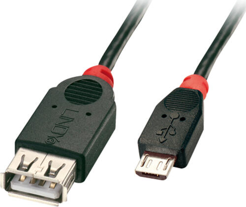 Lindy 31935 USB Kabel USB 2.0 0,5 m Micro-USB B USB A Schwarz, Rot