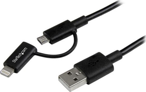 StarTech.com 1m 2-in-1-Ladekabel - USB auf Lightning oder Micro-USB für iPhone / iPad / iPod / Android - Apple MFi-zertifiziert - Multi Phone Charger - USB 2.0