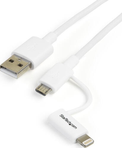 StarTech.com 1m 2-in-1-Ladekabel - USB auf Lightning oder Micro-USB für iPhone / iPad / iPod / Android - Apple MFi-zertifiziert - Multi Phone Charger - USB 2.0