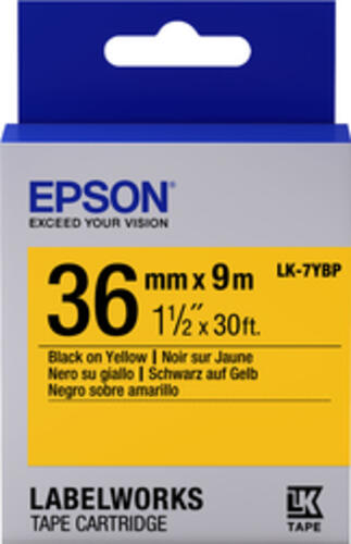 Epson Etikettenkassette LK-7YBP - Pastell - schwarz auf gelb - 36mmx9m