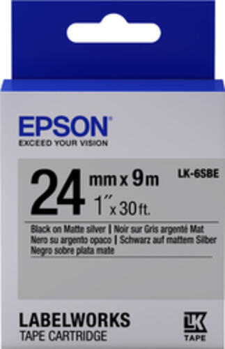 Epson Etikettenkassette LK-6SBE - Matt - schwarz auf matt silber - 24mmx9m