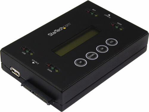 StarTech.com 1:1 Selbständige Festplatten Klonstation und Löscher, USB Stick und SATA HDD/SSD Disk Kloner und Löscher, LCD Bildschirm, TAA konform, OS unabhängig