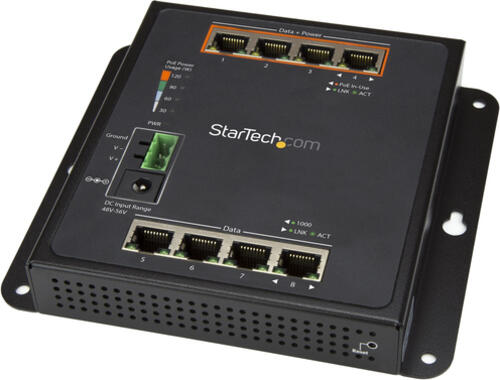 StarTech.com Industrial 8 Port Gigabit PoE Switch - 4 x PoE+ 30W - Power Over Ethernet - GbE Layer/L2 Managed Switch - Rugged High Power Gigabit Network Switch IP-30/-40C bis +75C