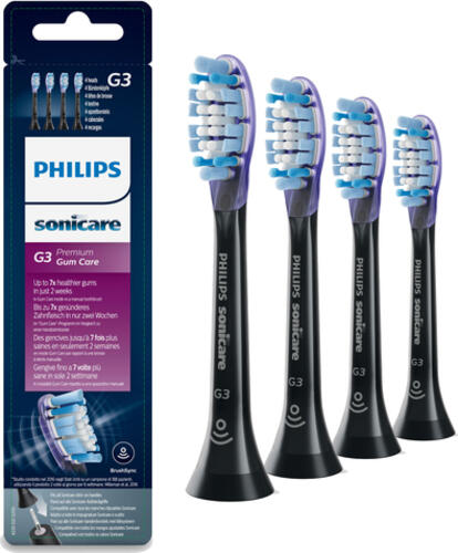 Philips G3 Premium Gum Care HX9054/33 4x Schwarze Bürstenköpfe für Schallzahnbürste