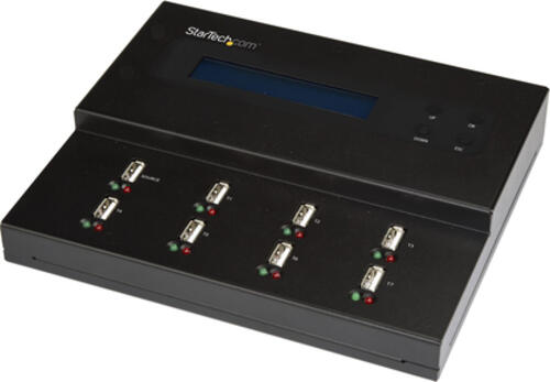 StarTech.com 1:7 USB Stick Klonstation und Löscher, Kopierer für mehrere USB Laufwerke, System and File und Sector-by-Sector Kopieren, 1,5 GB/min, Single und 3-Pass Löschen, LCD Display