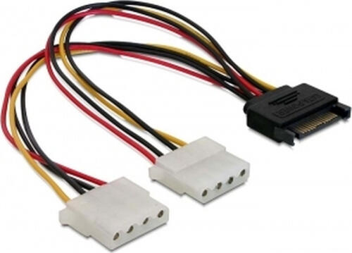 DeLOCK SATA 15pin > 2x 4pin Molex female 20cm