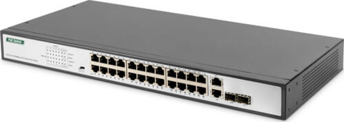 Digitus 24-Port Gigabit PoE Netzwerkswitch, 19 Zoll, unmanaged, 2 Uplink Ports, SFP, 370 W, af/at