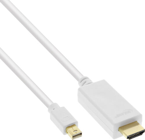 InLine Mini DisplayPort zu HDMI Konverter Kabel mit Audio, 4K/60Hz, weiß, 2m