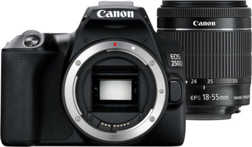 Canon EOS 250D + EF-S 18-55mm f/4-5.6 IS STM SLR-Kamera-Set 24,1 MP CMOS 6000 x 4000 Pixel Schwarz