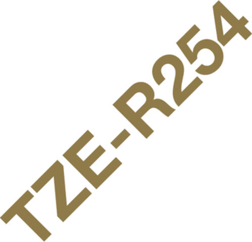 Brother TZE-R254 Etiketten erstellendes Band Gold auf Weiß