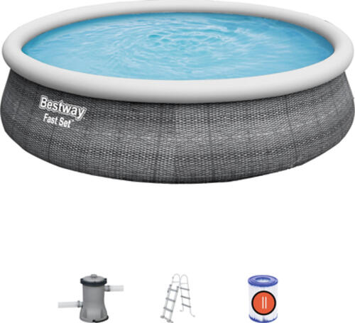 Bestway 57372 Aufstellpool Aufblasbarer Pool Rund 12362 l Grau