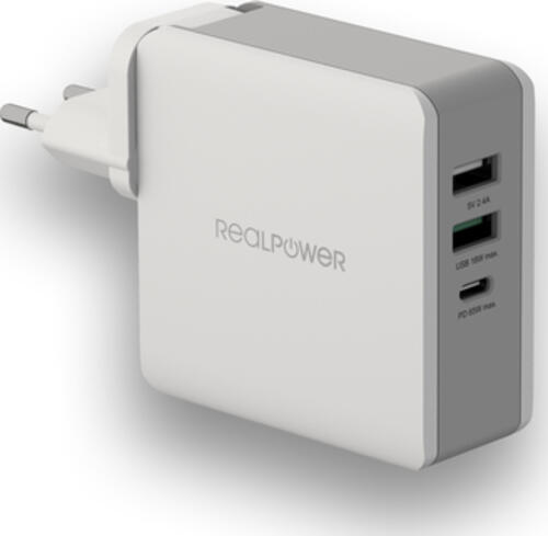 RealPower DeskCharge-65 Travel Universal Grau AC Drinnen