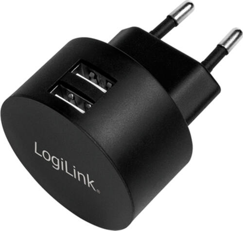 LogiLink USB Steckdosenadapter, 2x USB-Port für Fast Charging, 10,5W