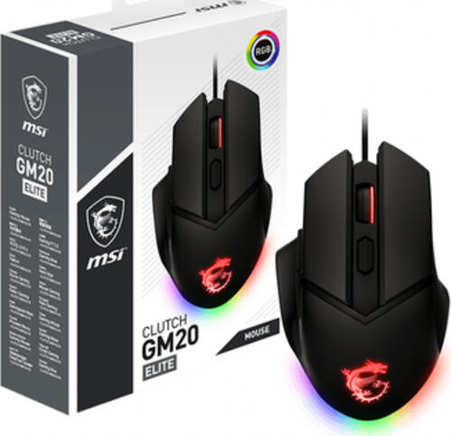 MSI Clutch GM20 Elite Maus Gaming rechts USB Typ-A Optisch 6400 DPI