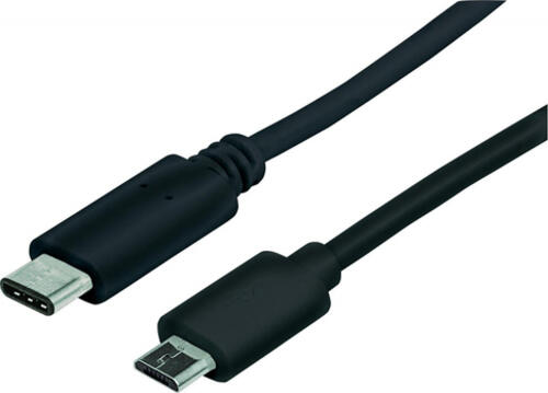 Manhattan Hi-Speed USB C Anschlusskabel, USB 2.0, Typ C Stecker - Micro-B Stecker, 480 Mbps, 1 m, Schwarz