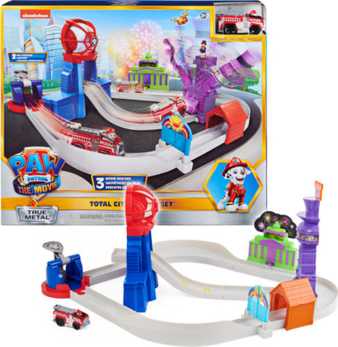 PAW Patrol True Metal Total City Rescue Spielset aus dem Kinofilm mit 3 Rettungsaktionen