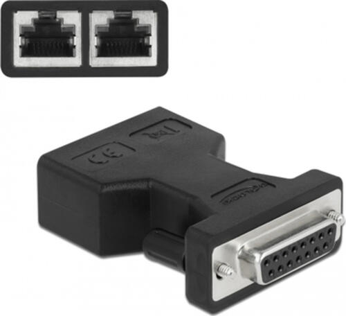 DeLOCK D-Sub 15 Pin Buchse zu 2 x RJ45 Buchse AUI (Attachment Unit Interface) Adapter