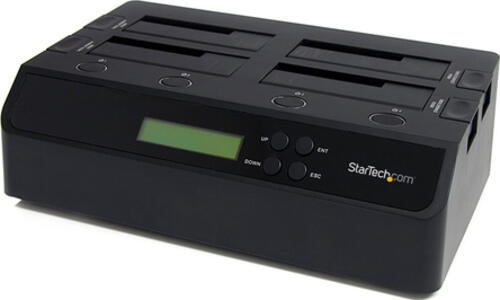 StarTech.com 4-Bay Festplatten Klonstation und Löscher, Selbständiger 1:3 SATA HDD/SSD Kloner/Kopierer, USB 3.0 / eSATA zu SATA Dockingstation, Laufwerk Kopierer und Reinigungs Dock