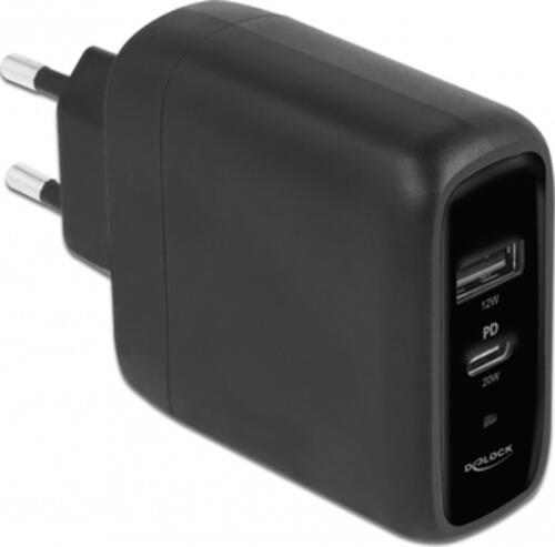 DeLOCK USB Ladegerät USB Type-C PD 3.0 und USB Typ-A mit 20 W + 12 W