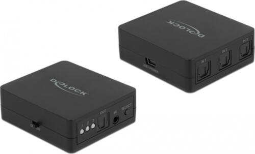 DeLOCK S/PDIF TOSLINK Switch 3 In 1 Out mit IR-Fernbedienung und USB Stromversorgung