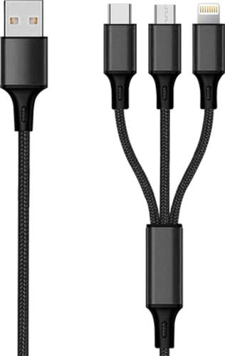 2GO 797154 USB Kabel 3 m USB B USB C/Micro-USB B/Lightning Schwarz