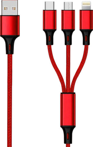 2GO 797150 USB Kabel 1,5 m USB B USB C/Micro-USB B/Lightning Rot