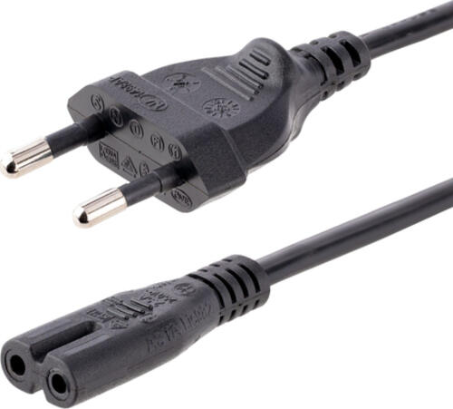 StarTech.com 2 m Laptop Stromkabel, Eurostecker auf C7 Stecker, 2.5A 250V, 18AWG, Notebook/Laptop Netzkabel, Kaltgerätekabel, Ersatz Laptop Ladekabel / Ladegerät Kabel